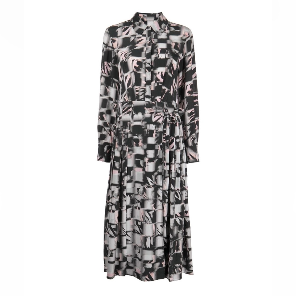 Jason Wu printed long sleeve pleated wrap dress | Sz 6